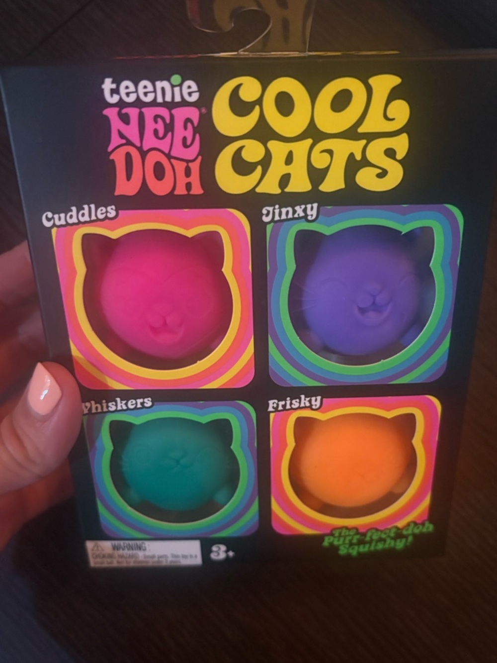 NEE DOH teenie Cool Cats Squishy Set - Pink, Purple, Teal, Orange - Picture 5 of 5